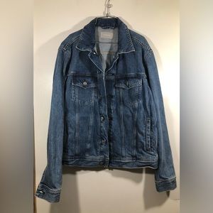 Everlane Womens Denim Jacket Sz M Blue Button Up Pockets Long Sleeve